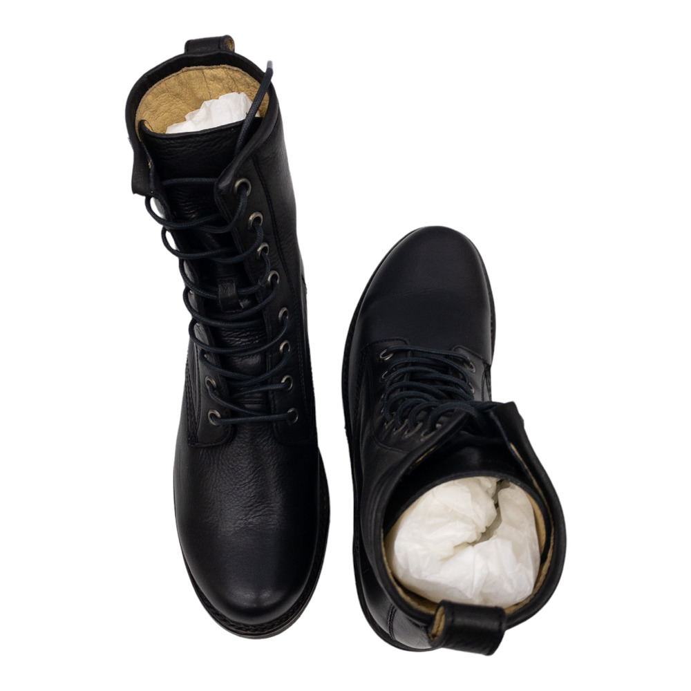 Frye Black Veronica Leather Lace Up Heeled Combat Boots 6.5 - Picture 6 of 12